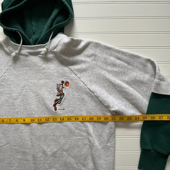 Gray Space Jam Color Block Hoodie with Drawstrings - Picture 6 of 9